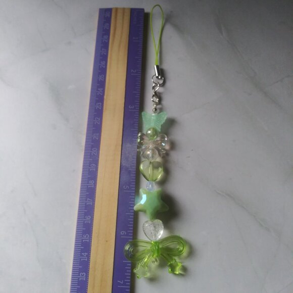 Fairycore Butterfly Star Charm Strap | Mint Green Beaded Phone & Bag Accessory - Picture 6 of 7